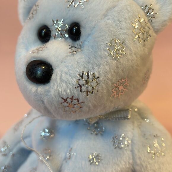 Ty Beanie Babies 2002 Flaky the Blue Bear with Silver Snowflakes Excellent Used… - Picture 6 of 8